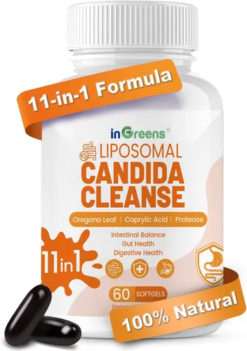 inGreens Suplemento de apoyo Candida 11 en 1, sobrecrecimiento antifúngico, desintoxicación intestinal y salud intestinal para mujeres y hombres,