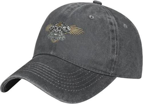 Cowboy Hat Trendy Hats for Man and Women Djustable Four Season Outdoor Baseball Cap of Hell Skull with Angel Deep Heather