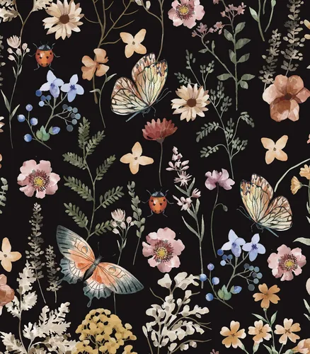 Miniatura 14 de Timeet Papel tapiz vintage para despegar y pegar, papel tapiz floral bohemio, papel de contacto de mariposa, papel de pared autoadhesivo extraíble