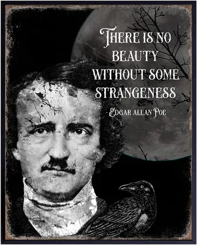 Edgar Allan Poe - Decoración gótica de The Raven Spooky espeluznante y aterrador arte de pared - Póster gótico impreso - Bruja pagana Wicca, regalos