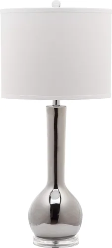 Miniatura 3 de SAFAVIEH Lighting Collection Mae - Lámpara de mesa moderna y contemporánea de cerámica plateada de 31 pulgadas para dormitorio, sala de estar, Blanco