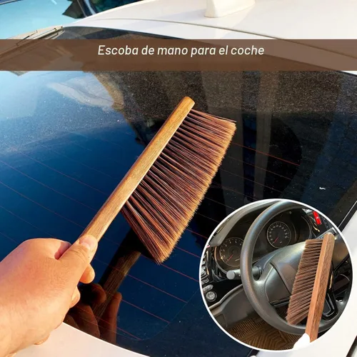 Miniatura 3 de Cepillos de limpieza de escoba de mano - Cepillo de cerdas suaves para limpiar coche/cama/sofá/corriente/jardín/muebles/ropa, mango de madera