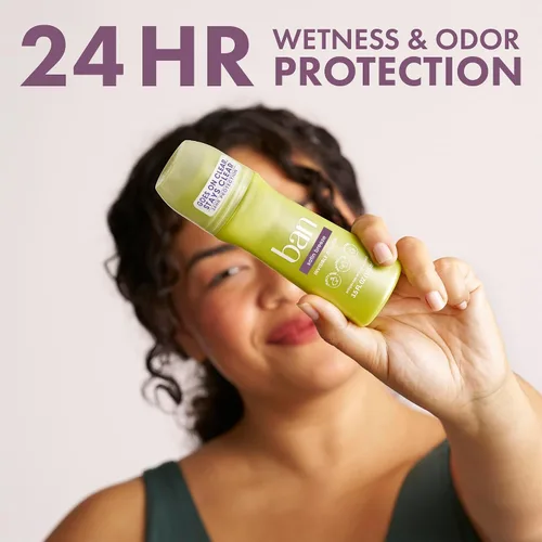 Miniatura 3 de Ban Desodorante Antitranspirante Roll-on Invisible para Mujeres y Hombres, Protección contra Olor y Sudor de Axilas de 24 Horas, Satin Breeze, 3.5