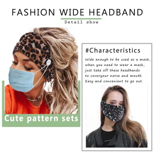 Miniatura 5 de Diadema con botones bohemios, bandas anchas anudadas, diademas elásticas para enfermeras, bandas para la cabeza para mujeres, para entrenamiento