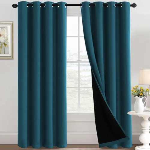 Miniatura 25 de H.VERSAILTEX Cortinas 100% de opacidad para dormitorio, con aislamiento térmico, cortinas opacas completas para sala de estar, cortinas de ventana