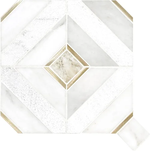 Miniatura 4 de MSI Verona Patrón Dorado 12 pulg. x 12 pulg. Azulejo de Mosaico de Mármol Montado en Malla para Pared de Baño, Piso, Salpicadero de Cocina y Verona