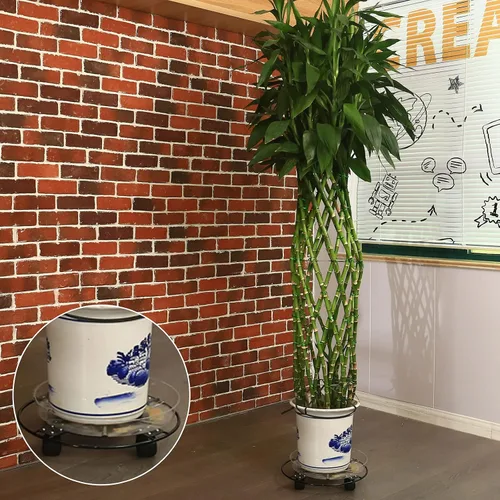 Miniatura 8 de Paquete de 3 cajas grandes de metal para plantas de 13 pulgadas con ruedas, soporte rodante de hierro forjado resistente con ruedas para macetas