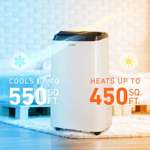 Miniatura 3 de Coby CBPAC815H Unidad de CA 4 en 1, calentador, deshumidificador y ventilador, 12,000 BTU Aire acondicionado portátil, blanco