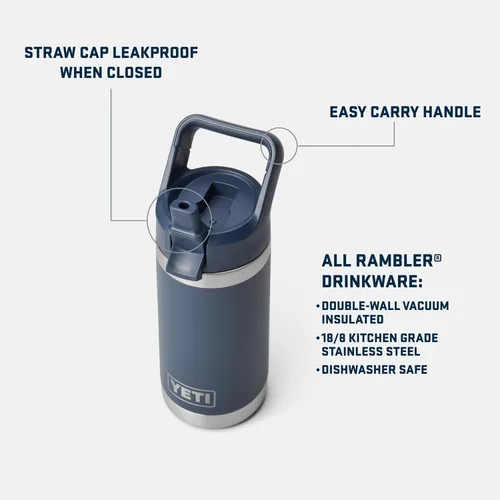 Miniatura 2 de YETI Rambler Jr. - Botella de 12 onzas para niños, con tapa con pajilla Rojo rescate