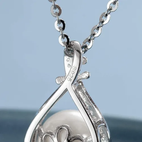 Miniatura 4 de FANCIME Pearl Jewelry Gifts June Birthstone Necklace 9-10mm Genuine Cultured Freshwater Pearl in Sterling Silver Infinity Pearl Necklace Fine