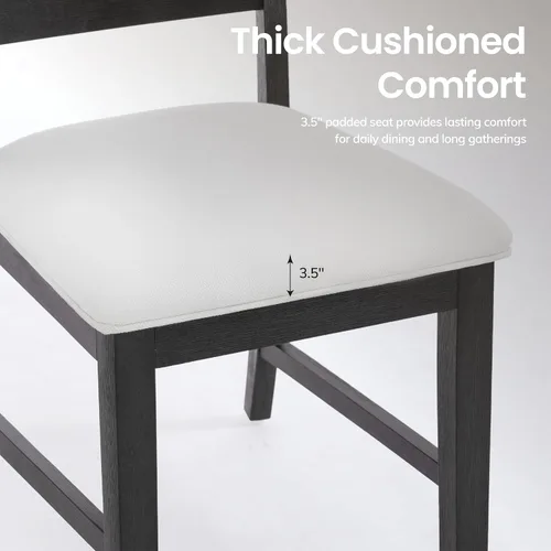 Miniatura 4 de COLAMY Juego de 2 sillas de comedor de madera, sillas de comedor tapizadas de granja con cojín de 3.5 pulgadas de grosor, sillas de cocina FSC