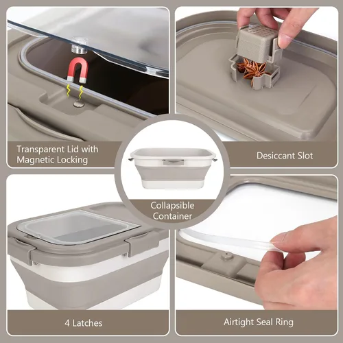 Miniatura 3 de Contenedor de almacenamiento de comida para perros de 10 a 13 libras, contenedor plegable de comida para mascotas con tapa hermética, recipientes