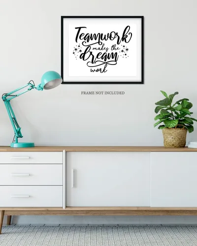 Miniatura 4 de Govivo Teamwork Makes The Dream Work - Impresión artística de pared con cita motivacional, impresión de decoración de pared, póster o lienzo