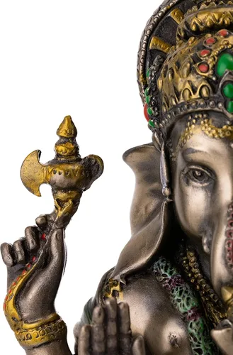 Miniatura 5 de Elefante hindú miniatura de Ganesha, dios del éxito de 7 a 1/4 de pulgada bronce fundido en polvo real