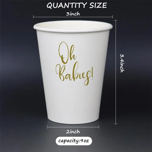 Miniatura 2 de Oh Babies Twins - Vasos desechables de papel para fiesta, paquete de 20 unidades, 9 onzas, dorados, para baby shower y fiesta de bienvenida