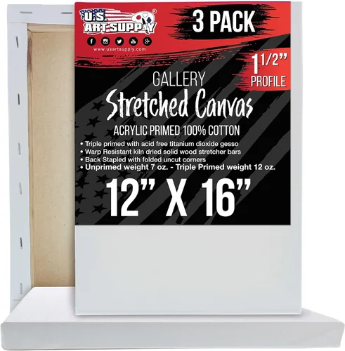 Miniatura 16 de U.S. Art Supply Lienzo grande estirado para pintar de 16 x 20 pulgadas, profundidad de galería, 1-1/2 pulgadas de grosor, paquete de 3 – 12 onzas
