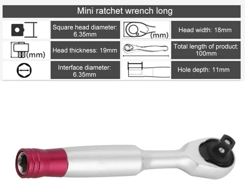 Miniatura 5 de AMONIDA Llave de trinquete profesional de cromo vanadio de 1/4 pulgadas, mango de goma, función de corte rápido
