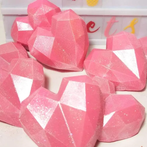 Miniatura 2 de Molde de silicona para pastel de chocolate con forma de corazón de diamante de 8 cuadrículas, molde de silicona para hornear, mousse, postre, 3D