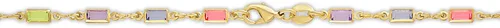 Miniatura 4 de Barzel Tobillera baguette bañada en oro de 18 quilates y cristal multicolor
