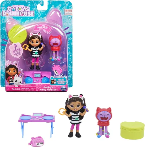 Gabby's Dollhouse 6062027-1 Gabby's Dollhouse - Juego de karaoke con 2 figuras de juego, 2 unidades, caja de muñecas y Möbelstück, Kinderspielzeug