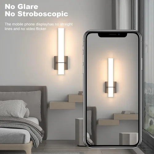 Miniatura 7 de Apliques de pared LED modernos de 15.7 pulgadas, lámparas de pared para tocador de baño de 18W 3000K 1200 lúmenes con pantalla de acrílico blanco