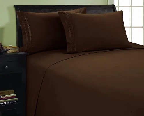 Miniatura 6 de Elegant Comfort 1800 Premier Chain Design - Juego de sábanas de 4 piezas, lujoso, sedoso, suave, resistente a las arrugas y a la decoloración