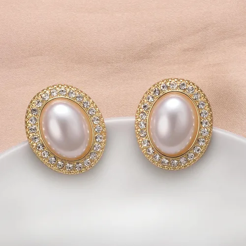 Miniatura 43 de Yoursfs Aretes de clip de perlas blancas grandes para mujer, chapados en oro de 18 quilates, hipoalergénicos, sin perforaciones, joyería brillante