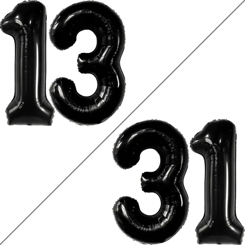 Miniatura 4 de KatchOn, Globos negros enormes del número 13, 40 pulgadas, globo negro de cumpleaños número 13 para decoraciones de cumpleaños de 13 para niños