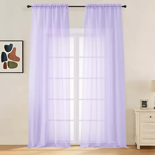 Miniatura 79 de LIVEKID Cortinas traslúcidas negras de cocina de 36 pulgadas de largo, cortinas cortas filtrantes de luz, 2 paneles de gasa aireada, texturizadas