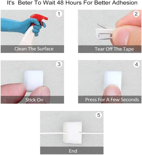 Miniatura 4 de PETKNOWS 120 clips de montaje de tiras de luz, color blanco, autoadhesivos, sujetadores de luz LED, soporte de montaje, abrazadera de cable