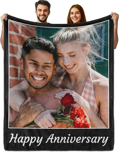 Miniatura 15 de PUREFLY Manta personalizada con fotos de texto, mantas personalizadas regalos para esposa, novia, cumpleaños, aniversario, boda, San Valentín, Foto