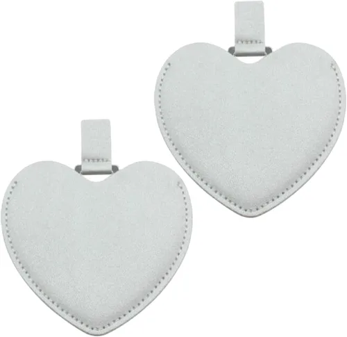 Miniatura 9 de Incauca 2 mini espejos de acero inoxidable con cubierta de piel sintética, espejo de bolsillo compacto en forma de corazón, bonito espejo