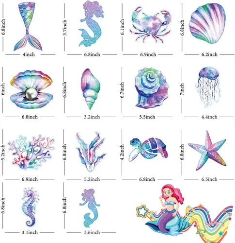 Miniatura 5 de 30 piezas de remolinos colgantes de sirena, decoraciones de fiesta de sirenas, suministros de fiesta de sirenas para niñas, serpentinas de techo