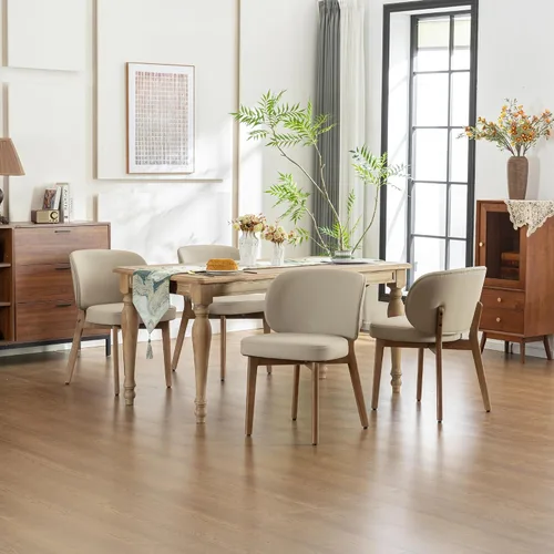 Miniatura 8 de YOUNIKE Silla de comedor con respaldo alto, silla única de cocina estilo moderno de mediados de siglo, silla acentuada sin brazos de tela bouclé