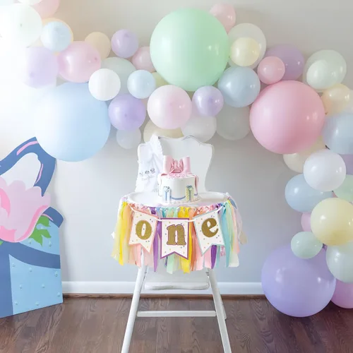 Miniatura 5 de Cartel para silla de alta color arcoíris pastel – Cartel de primer cumpleaños para silla de bebé, guirnalda de cinta de arcoíris pastel, Banner