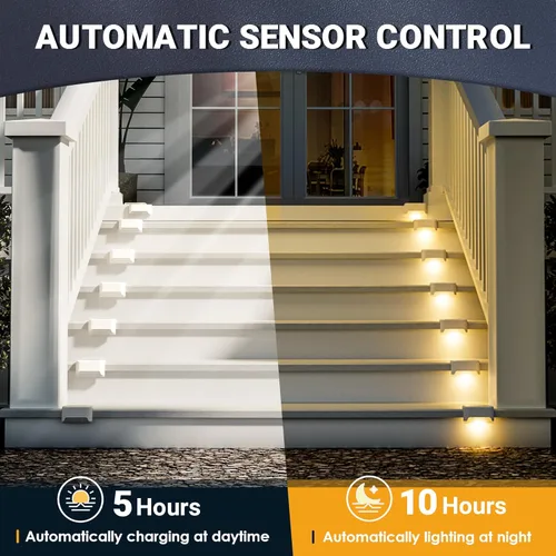 Miniatura 2 de SOLPEX - Juego de 16 luces solares para cercas al aire libre, luces impermeables LED para escalones solares para escaleras al aire libre, terraza