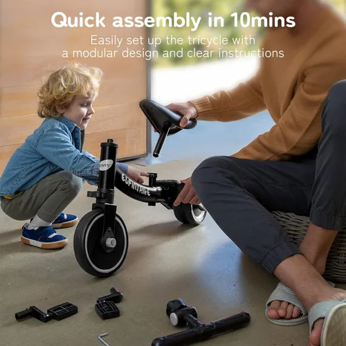 Miniatura 5 de besrey Bicicleta 5 en 1 para niños de 1 año a 4 años, triciclo para niños pequeños, triciclo para niños, juguetes para niños y niñas, entrenamiento