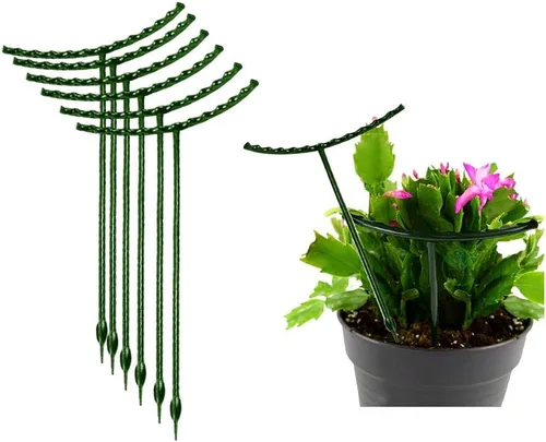 Miniatura 7 de Belit Paquete de 8 estacas de soporte para plantas pequeñas, estacas ajustables de soporte de un solo tallo para jardín, anillo de soporte
