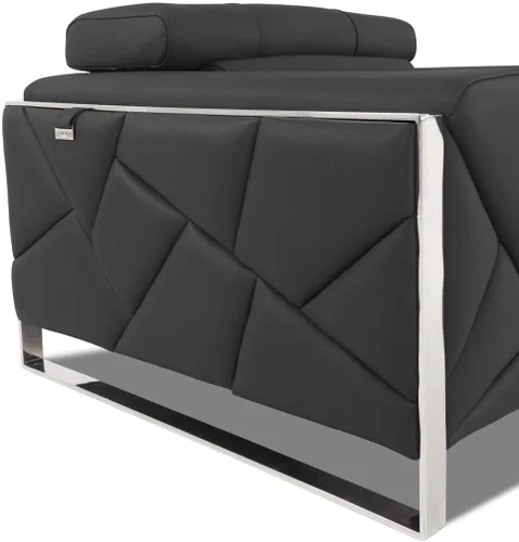Miniatura 10 de BlackJack Furniture Gianni - Sofá de cuero italiano de grano superior con reposacabezas ajustables de 9 posiciones, patrón geométrico contemporáneo