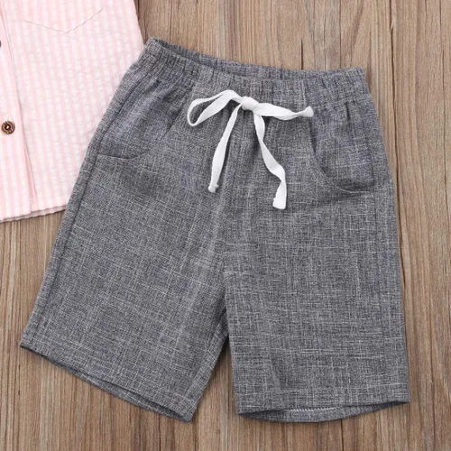 Miniatura 37 de Conjunto de camisa de manga corta con botones y pantalones cortos casuales con diseño de flamingo, para bebés y niños de 1 a 6 años, atuendos