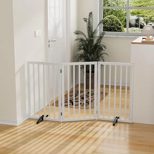 Miniatura 13 de Puerta para perros de 32 pulgadas de alto, puerta independiente para perros, para escaleras, puerta plegable para mascotas para perros