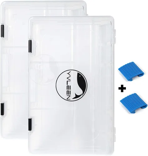 Miniatura 8 de YVLEEN Cajas de aparejos de pesca – 3600 3700 caja de aparejos de plástico con separadores extraíbles – 2 paquetes/4 bandejas de aparejos – Incluye