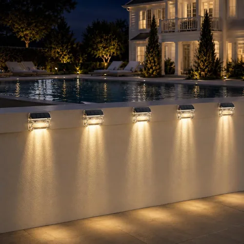 Miniatura 5 de Qualdout Paquete de 8 luces solares para exteriores, luces solares impermeables para cubierta con lente acrílica transparente, luces solares blancas