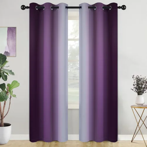 Miniatura 116 de COSVIYA Cortinas 100% Opacas Azul Degradado con Lazos Ajustables para Cocina Aislamiento Térmico Oscurecimiento de Habitación Cenefa con Bolsillo