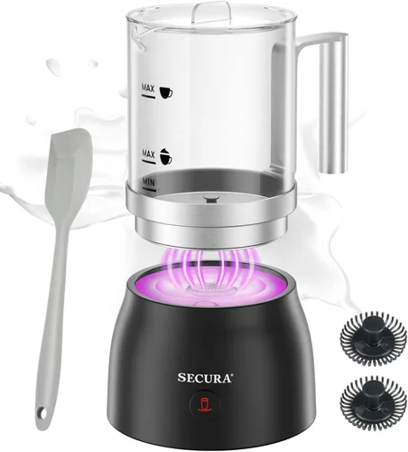 Miniatura 9 de Secura Espumador de leche eléctrico de 17 onzas y vaporizador, jarra de leche desmontable de acero inoxidable, máquina de espuma caliente y fría 4