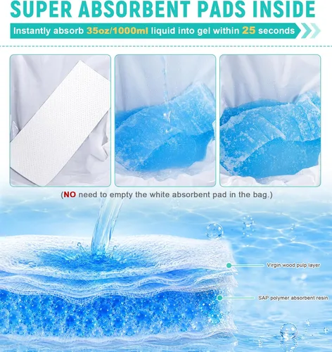 Miniatura 2 de OUMEE 850ML Emergency Disposable Urinal Bags, 8/12/20/28 Pcs Camping Pee Bags Unisex Urine Bag Vomit Bag for Travel Traffic Jam Portable Toilet Bag