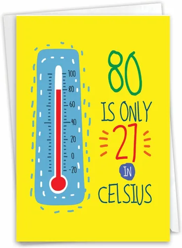 Miniatura 17 de NobleWorks - Tarjeta de cumpleaños número 80 divertida - Celebración de 80 años, tarjeta de humor de hito para abuelos, padres - Ecuación de edad 80
