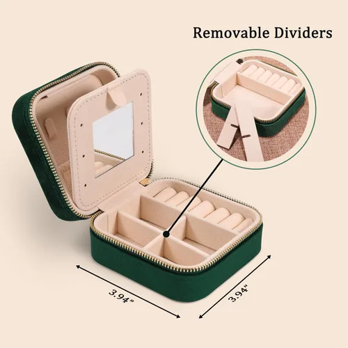 Miniatura 4 de GSPY Joyero de viaje de terciopelo, estuche de viaje pequeño, joyero personalizado con inicial, organizador de joyas de viaje, regalos de monograma