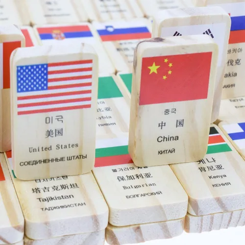 Miniatura 5 de HSOMiD Juguetes educativos de madera para niños Bandera del Mundo Aprendizaje Juguete Educativo (Domino)