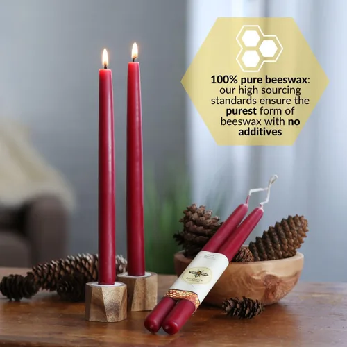 Miniatura 3 de Big Dipper Wax Works Velas rojas, velas cónicas de cera de abeja sumergidas a mano, 12 horas de combustión larga, vela de cera de abeja pura de 12 x